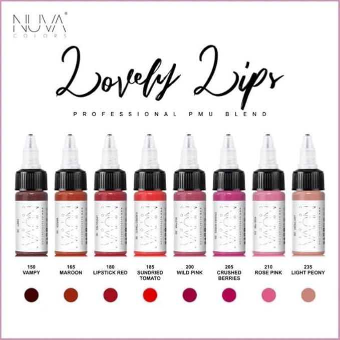 PMU Pigment, Customizable, Cool Undertone for Lip Blushing & More, Vegan, Made in USA (8-Pack)