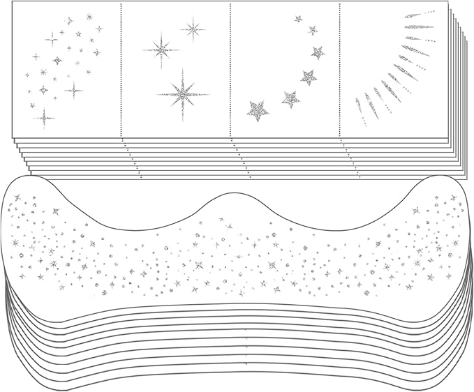 20 Sheets Glitter Freckles Face Tattoo Silver Glitter Freckles Temporary Face Tattoos Makeup Patches,Face Glitter Patches,Face Glitter Freckles Tattoos for Women