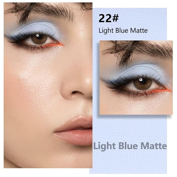 Kaely Pressed Single Eyeshadow Makeup, Light Blue Monochrome Matte Eye Shadow for Older Women, Neutral Powde Eyeshadow Palette Pigmented Waterproof, sombras para ojos, Lightweight Blendable, 22