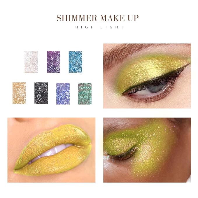 Kilshye Glitter Liquid Eyeshadow Shimmer Eye Shadow Metallic Eyeshadows High Pigment Eyes Shadow Long Lasting Waterproof Eyes Liquid Makeup for Women and Girls Pack of 1 (E- Gold 6)