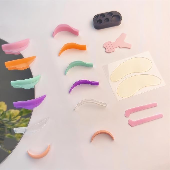 Katya Vinog Lash Lift Shields L Curl - Eyelash Lifting Shield, Bright Lami Lamination Roller, Silicone Perm Rod, No Glue On Eyelids, Soft Perming Pad Set for Lift and Tint - Ribbons & Eye Patches