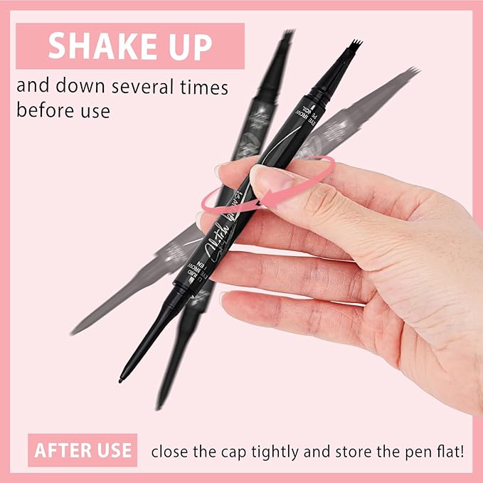 4 Tiped Microblading Eyebrow Pen 2 in 1 Waterproof Eyebrow Pencil Waterproof Eyebrow Kit Double Head Brown Eyebrows Eyebrow Microblading Pen natural Long-Lasting