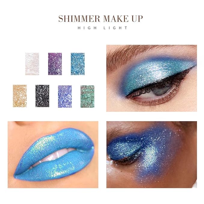 Kilshye Glitter Liquid Eyeshadow Shimmer Eye Shadow Metallic Eyeshadows High Pigment Eyes Shadow Long Lasting Waterproof Eyes Liquid Makeup for Women and Girls Pack of 1 (B- Blue 5)