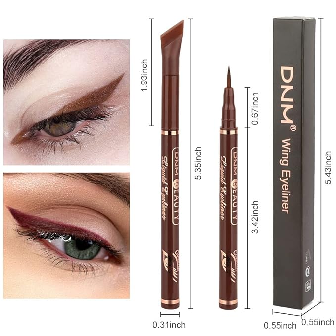 evpct 2Pcs Brown Red Brown Liquid Wing Eyeliner Stamp Eye Pencil Makeup Sets Waterproof Colored Color Eye Liners Stamps Shapes delineador de ojos contra el agua delineadores de colores para ojos 11&12