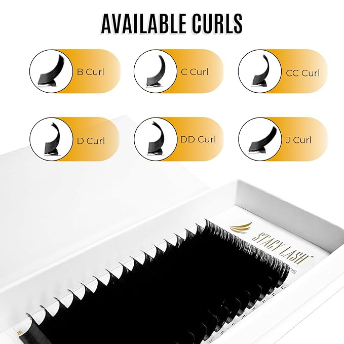 Individual Lashes Semi Permanent Mink Lashes by STACY LASH | Volume & Classic Lash Extensions | C Curl Eye Lashes | Eyelash Extension Supplies for Lash Tech | 16-Rows Lash Tray | C-0.05-14mm