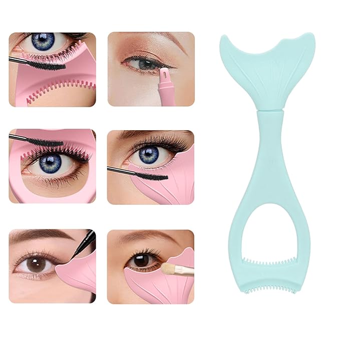 Silicone Stencil Makeup, Mascara Guard Upper Lower Eye Tape Lash Mascara Guard Applicator Eyelash Comb Cosmetic Tool,Detachable (Green)