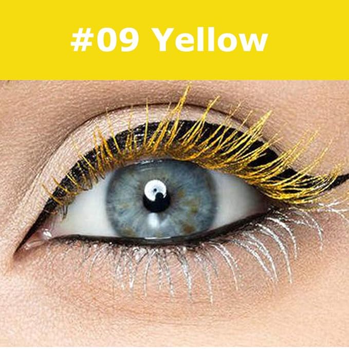 GL-Turelifes Yellow Mascara Colorful Fiber Charming Longlasting Mascara, Thick & Long Eyelash Waterproof and Smudge-proof Eyes Makeup (Yellow)
