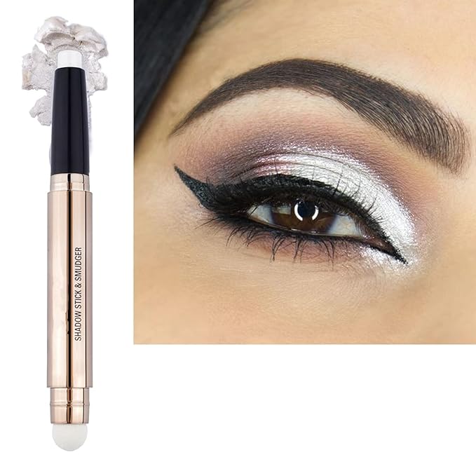 White Eyeshadow Stick Eyeliner Makeup Cream Shimmer Smooth Glitter Eyeshadow Pencil Base Primer Hypoallergenic Waterproof Long Lasting Eye Shadow Highlighter Stick Multi-Dimensional Eyes Look 01