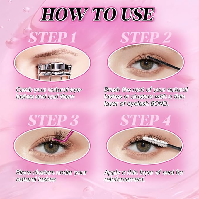 FASLASH Bond and Seal Lash Glue 12ML Lash Cluster Glue Lash Bond and Seal Waterproof Eyelash Glue for Eyelash Extensions Hold 48-72 Hours