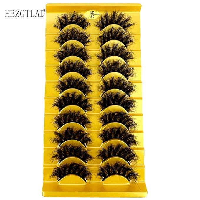 HBZGTLAD Soft Mink Eyelashes 3D Curl Winged End Eye Elongated Fake Lashes Thick Handmade Natural False Eyelash Messy Cross Lash Wholesale (6D26)