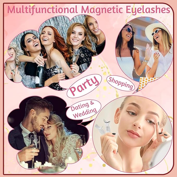 Meylora Magnetic Lashes,Meylora Magnetic Eyelashes with Applicator Reusable Eyelashes Magnet without Eyeliner Natural Look No Glue or Liner Needed(Simple+Iris)