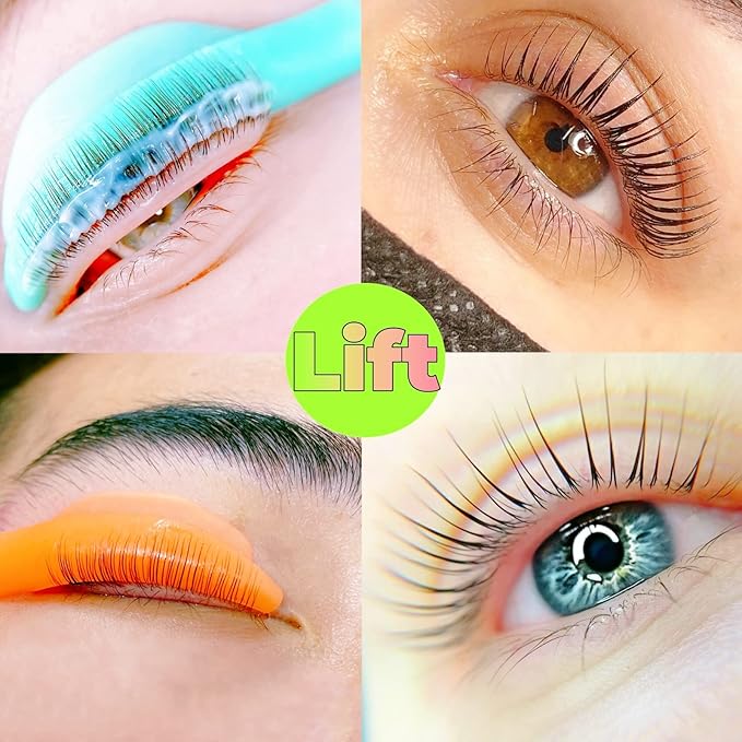 Katya Vinog Lash Lift Shields L Curl - Eyelash Lifting Shield, Bright Lami Lamination Roller, Silicone Perm Rod, No Glue On Eyelids, Soft Perming Pad Set for Lift and Tint - Ribbons & Eye Patches