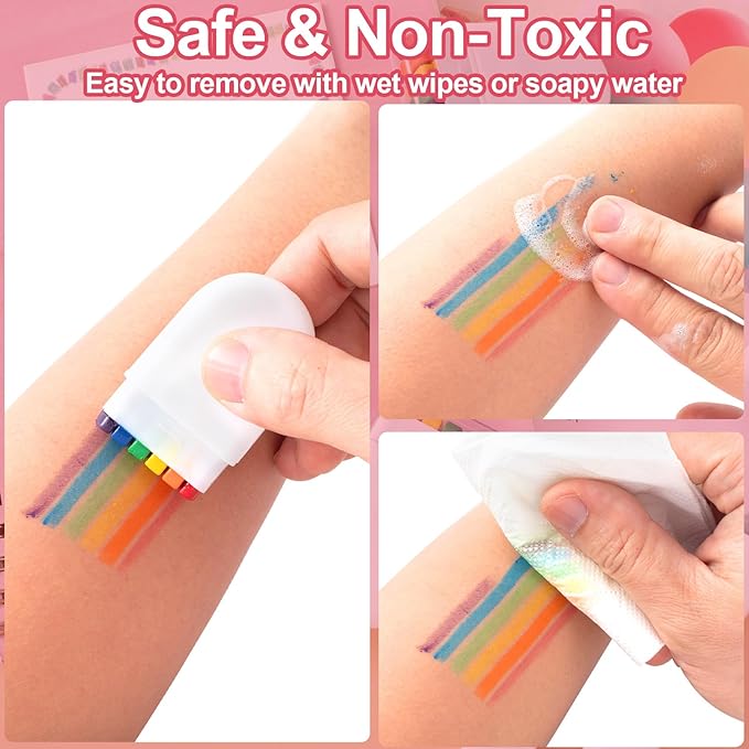 2 Rainbow Face Paint Sticks, Festival Makeup for Face, Body, Women, Men