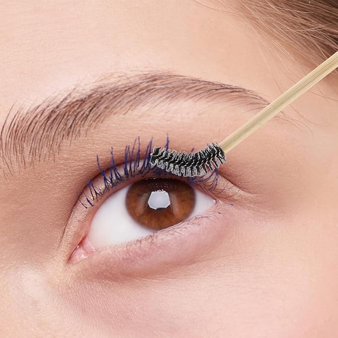Tbestmax 300 Disposable Mascara Wands Eyelash Brush Spoolies for Eye Lash Extension Eyebrow Bamboo Stick Black