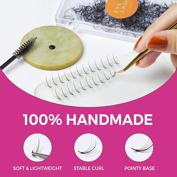 500 Wispy Promade Fans - 9D 0.05 Size 15mm Curl D - Natural Wispy Lashes Loose Premade Lash Fans for Eyelash Extensions Handmade Pre Made Eyelashes for Spiky, Volume, Natural Look
