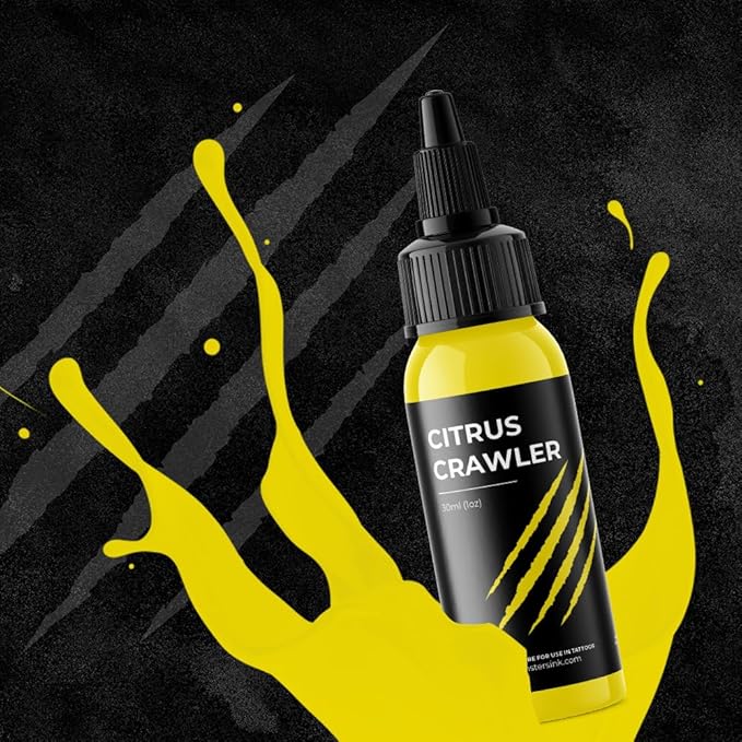 Yellow Tattoo Ink 30ml Monsters Ink Citrus Crawler Canary Yellow Tattoo Ink Yellow Coloured Ink (Citrus Crawler, 1oz)