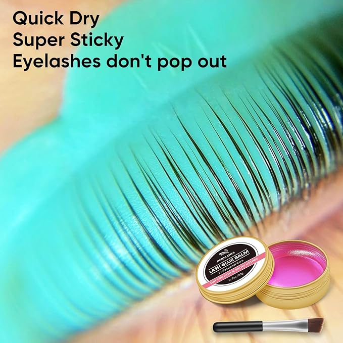 PERMANIA Lash Glue Balm, Eyelash Lifting Adhesives Strong Hold and Perfectly Shaped Eyebrows for Brow Lamination Kit, Lash Lift Balm Bright Colors & Fruity Flavours Fast Drying & Waterproof (Pink)