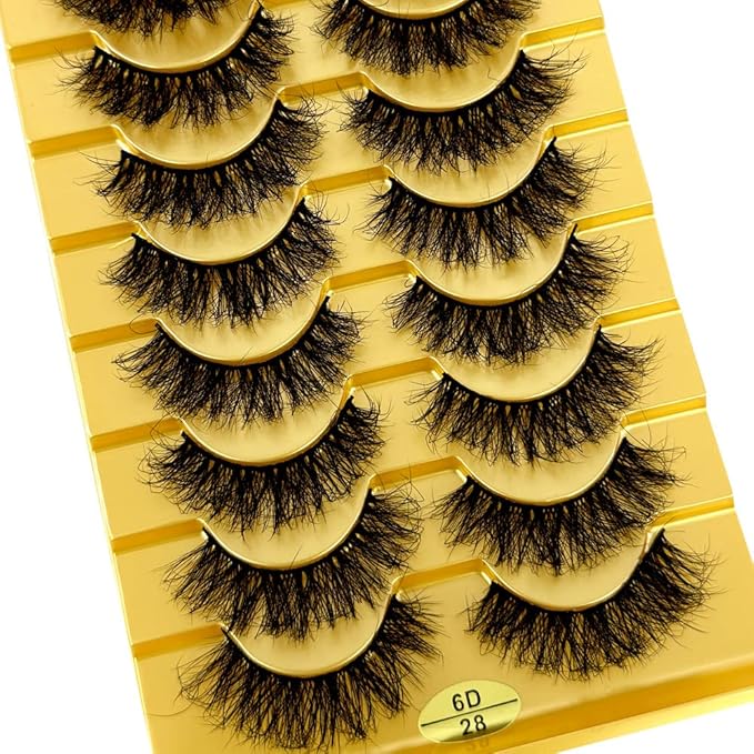 HBZGTLAD Soft Mink Eyelashes 3D Curl Winged End Eye Elongated Fake Lashes Thick Handmade Natural False Eyelash Messy Cross Lash Wholesale (6D28)