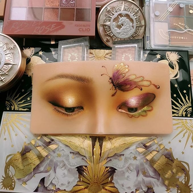 muzlee Face Eyes Makeup Practice Board 3D Realistic Face Skin Board Practice Model for Eyeshadow Eyeliner Eyebrow Lash Mapping