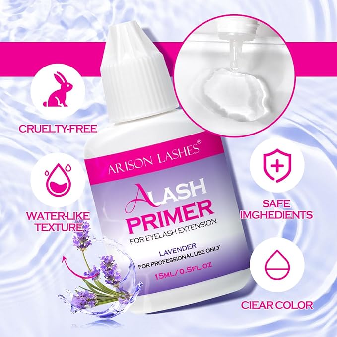 Lash Primer for Eyelash Extensions15ML Eyelash Primer Increase Lash Adhesive Bonding Power Pretreatment for Semi Permanent Lash Extension Ideal for Extend Lash Glue Retention Time(LAVENDER)
