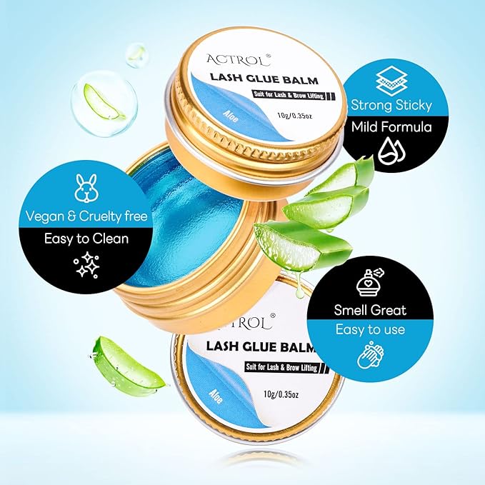 Lash Lift Glue Balm Eyelash Lifting Perm Aloe Strong Hold Lash&Brow Perm Glue Balm Brow Adhesive Powerful Sticky Brow Lamination 0.35Oz/10G