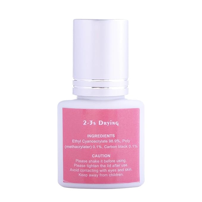 Sensitive Eyelash Extension Glue No Fume 3-5S Drying Time Waterproof Lash Glue 4-5 Weeks Retention Hypoallergenic Lashes Adhesive Low Irritation Black Eyelashes Bond for Professional Use