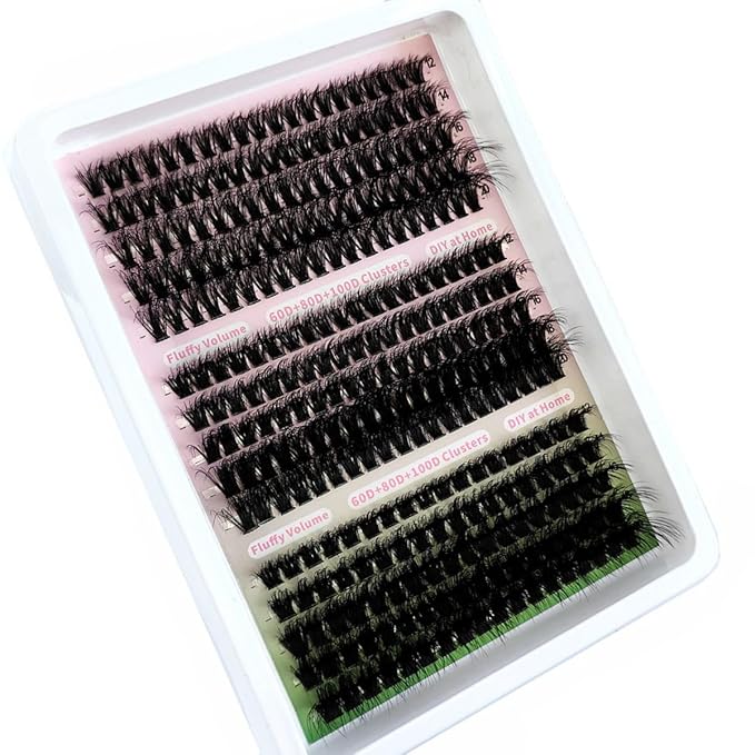 HBZGTLAD Fluffy Cluster Lashes 40D60D80D100D120D Natural Thick Eyelash Clusters D Curl Individual Lashes DIY Eyelashes Extension (15RowsDDCurl60D80D100D)