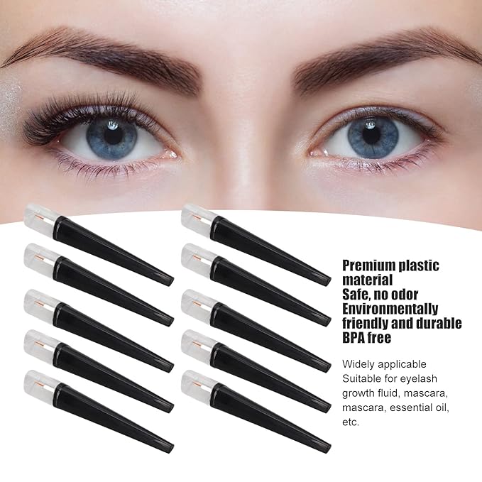 10pcs Eyelash Liquid Bottle, Empty Refillable Plastic Clear Bottle Container Eyelashes Tube, Bottle with Wand Applicators, Eye Gloss Liquid Tube Bottle