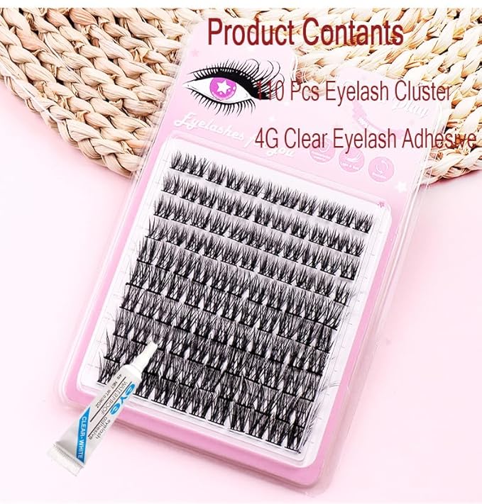 Eyelash Clusters -Wispy Lash Clusters, Individual Lashes, Mixed Lash Clusters, False Eyelash Extensions, DIY Lash Extension for Self Application (FD10-4 C-Curl 0.05D 70D 110PCS 10-14mm Mix)