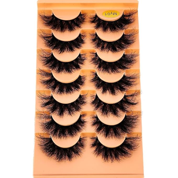 HBZGTLAD NEW 7pairs Cat eye Eyelashes 3D Natural False Lashes 5d Fluffy Soft Cross Manga Lashes Wispy Natural Eyelash Extension Makeup (MY-01)