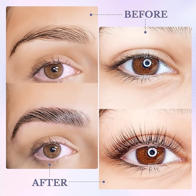 Libeauty Eyelash Lift Kit and Brow Lamination Kit 2 in 1, Lash Perm Lotion Sachet Disposable Quick Curling Perming Use at Home or Salon Lash Lifting System - Updated Version