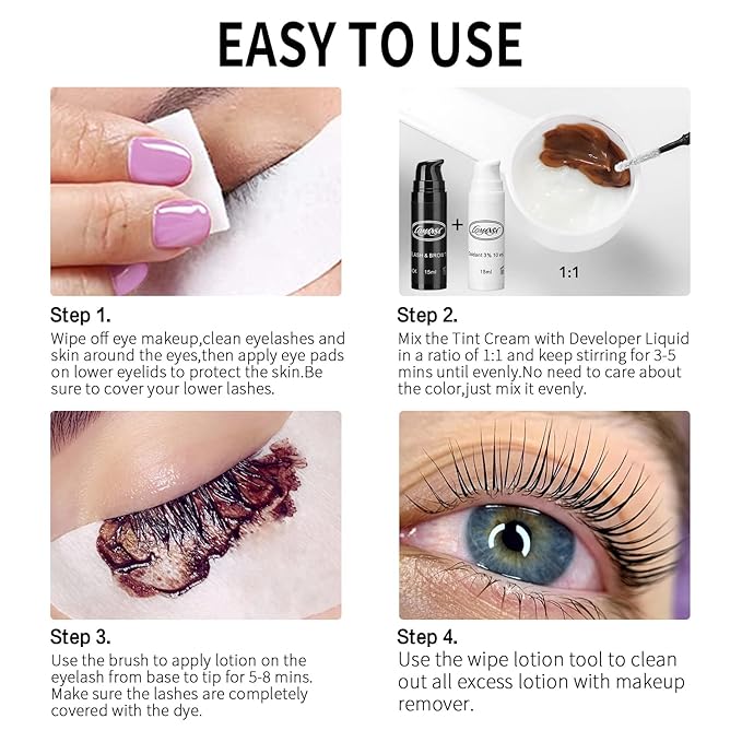 Black Eyelash Color Kit, Instant Fuller Lash and Brow Coloring Kit, DIY Hair Color for Salon Home Use 15ml