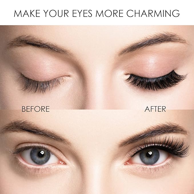Magnetic Eyelashes, Natural Look False Eyelashes with Applicator, Reusable & Waterproof Magnetic Lashes Kit without Eyeliner, Glue-free & All-Day Comfort, Black