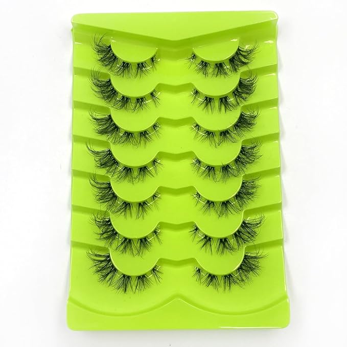 HBZGTLAD NEW 7pairs Cat eye Eyelashes 3D Natural False Lashes 5d Fluffy Soft Cross Manga Lashes Wispy Natural Eyelash Extension Makeup (5D-D06)