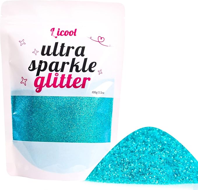 100g/3.5oz Pack Iridescent Rainbow Fine Glitter for DIY Craft, Epoxy Resin, Tumbler Making, Festival Decor, Makeup, Body, Eye, Nail Art (Iridescent Light Blue)