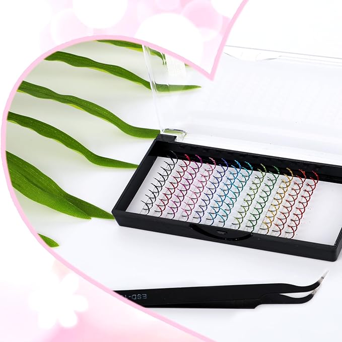 Glitter Lash Extensions 12 Colored Mix Single Lash Spike Eyelash Extension 120 Pcs D Curl Lashes 15mm Lash Extensions Wide Individual Lashes Cluster for Personal Makeup Soft False Eyelashes