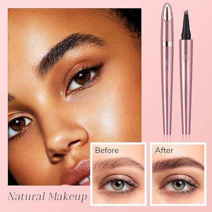 Microblading Eyebrow Pencil, 2024 New 3D Magic Eyebrow Pencil + Eyebrow Trimmer, Natural Makeup Fine Stroke 4-Fork-Tip Eye Brow Pencils,Long-Lasting Waterproof Eyebrow Pencil for Women(Black)