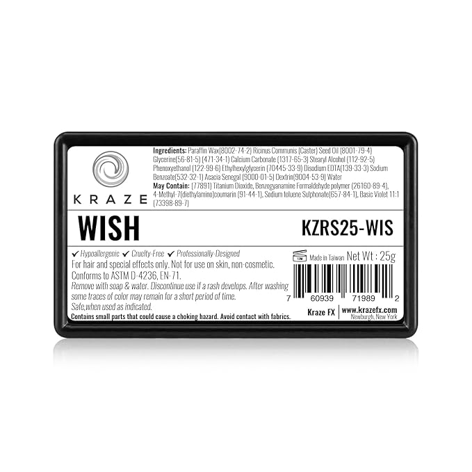 Kraze FX Dome Stroke - Wish (25 gm), Professional 1-Stroke Split Cake, Hypoallergenic, Non-Toxic, Water Activated Face & Body Painting Makeup Supplies for Sensitive Skin, Kid Safe, Adults