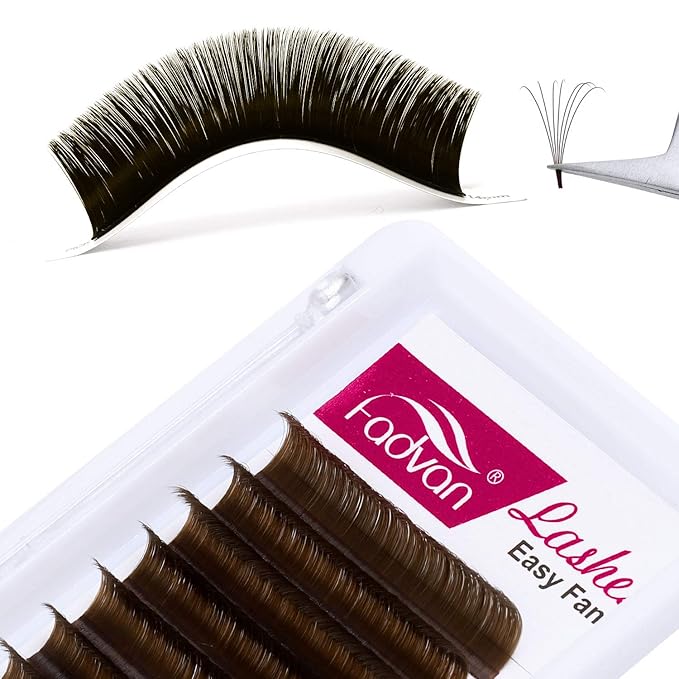 Brown Eyelash Extensions 0.07mm C/D Curl Volume Lash Extensions 8-14mm Self Fanning 3D 4D 6D 10D Rapid Automatic Blooming Flower Eyelashes Extension D Curl Used by FADVAN (Brown 0.07-D, 8-14mm)