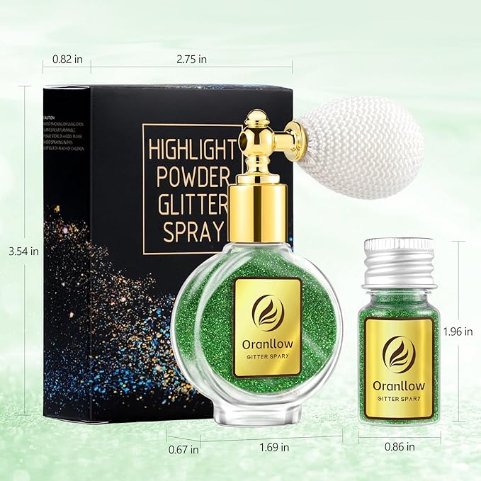 Green Body Glitter Spray - Holographic Shimmer Spray Powder Sparkle for Hair and Body, Face, Clothes, Nail Art Crafts Design, Halloween and Easter Festival Makeup