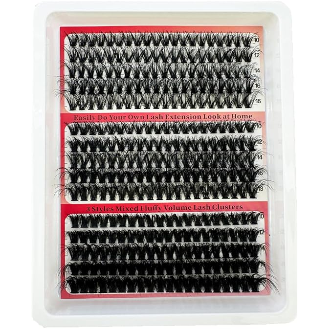 HBZGTLAD Fluffy Cluster Lashes 40D60D80D100D120D Natural Thick Eyelash Clusters D Curl Individual Lashes DIY Eyelashes Extension (300pcs 40+60+80D)