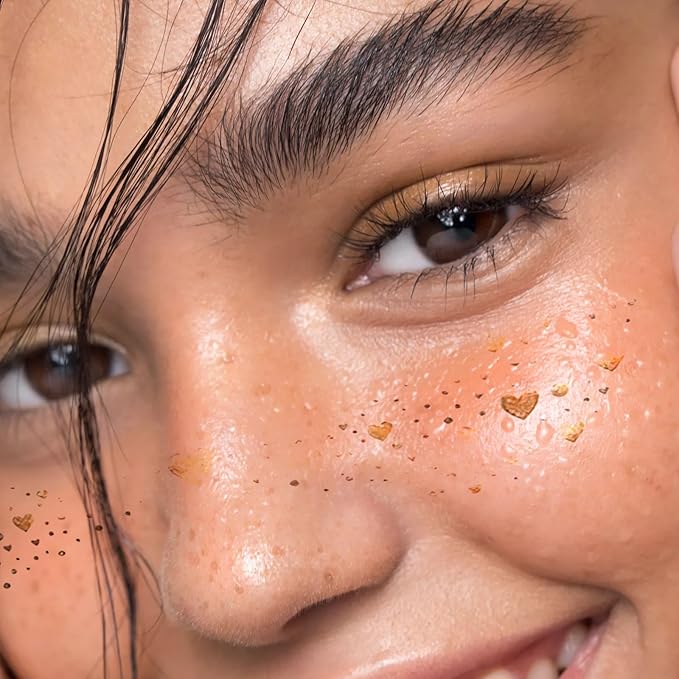 6 PCS Gold Freckles Temporary Face Tattoo, Gold Face Glitter Makeup Patches, Sweatproof Waterproof Face Freckles Accessories for Women Girls