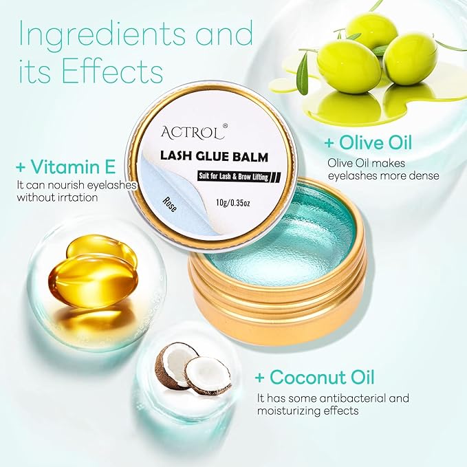 Lash Lift Glue Balm Eyelash Lifting Perm Rose Strong Hold Lash&Brow Perm Glue Balm Brow Adhesive Powerful Sticky Brow Lamination 0.35Oz/10G