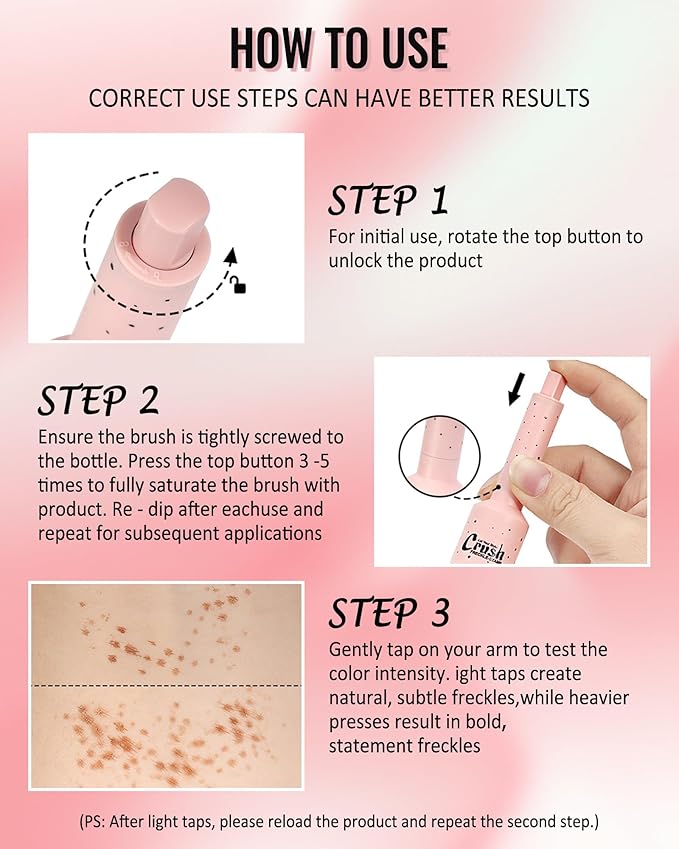 Freckle Stamp, Natural Realistic Faux Freckles Pen, Long Lasting Waterproof Quick Dry Magical Fake Freckle Stamp Marker, Get Sun-kissed Stars Makeup in One Press, Makeup Gift for Women Girl -02 Medium