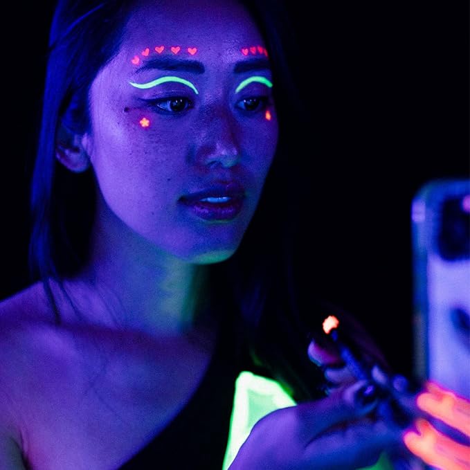 FMU Beauty UFO Body Art Stamp + Pen Liner for Bright Colorful Festival Makeup (Supernova - Orange Star)
