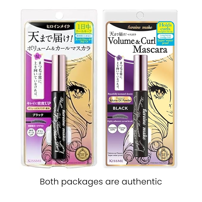 HEROINE MAKE by KISSME Trio Set, 3 Full-Size, Waterproof Volumizing Mascara Black,Long-lasting + Smooth Liquid Black Eyeliner, Smudge-free + Gentle Eye Makeup Remover for Waterproof Mascara