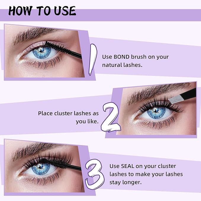B&Q LASH Lash Seal 10ml Overnighter Lash Sealer for Cluster Lashes Waterproof Lash Sealant for Eyelash Extension Lash Extension Sealant Long Lasting Lock the Lash Bond (Black Seal 10ml)