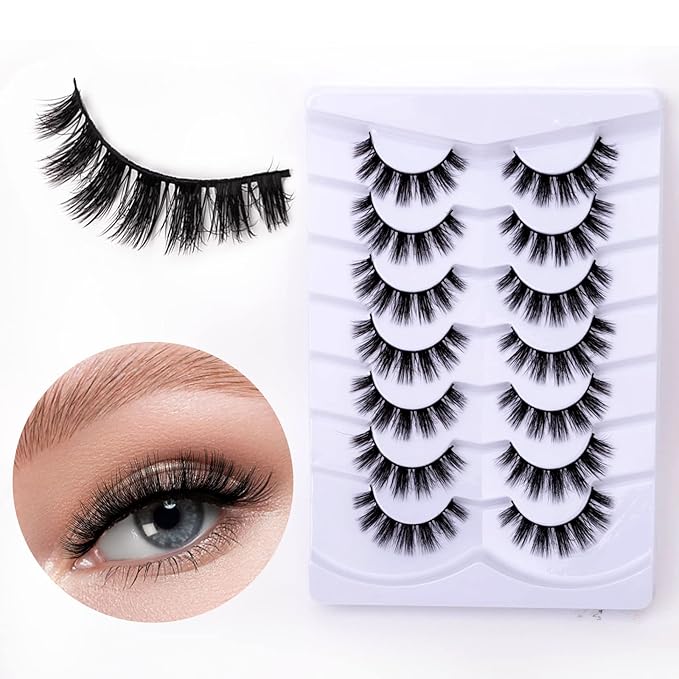 Cat Eye Natural Lashes Wispy False Eyelashes Short Fluffy Fake Lashes - 7 Pairs, ZG81