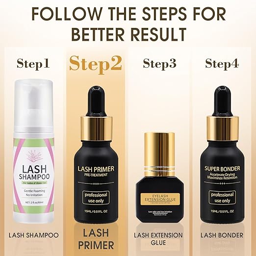 Lash Primer for Eyelash Extensions, Pre-Treatment for Eyelash Extensions, Remove Oils & Proteins, Increase Adhesive Bonding Power Retention, Professional Use,0.5fl. oz (15ml)