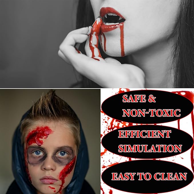 Halloween Fake Blood Spray,Blood Splatter Realistic Liquid Fake Blood Washable,Fake Blood for Clothes,Special Effects SFX Makeup Kit for Zombie Bride,Vampire,Monster SFX Scary Clown Dress Up
